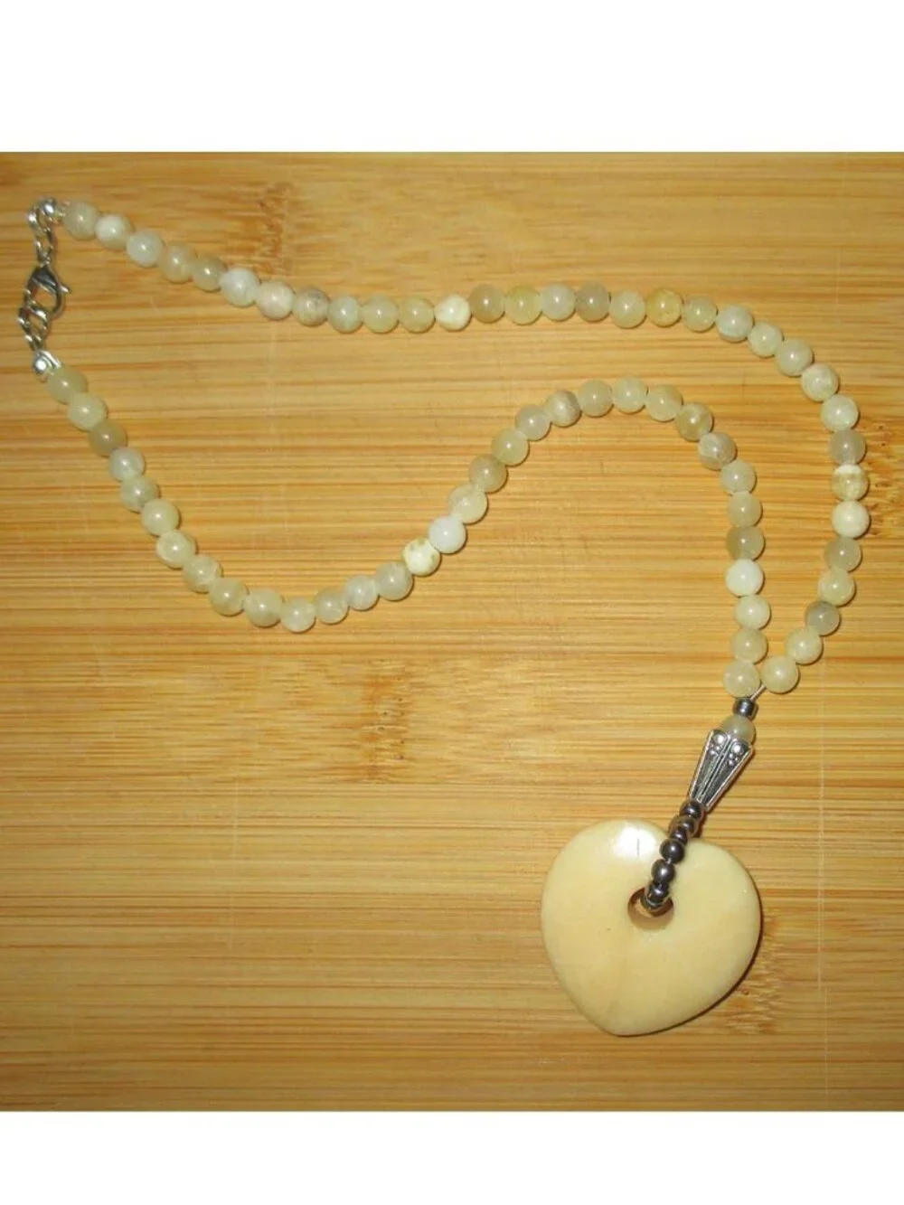 YELLOW GEMSTONE NECKLACE with heart pendant
